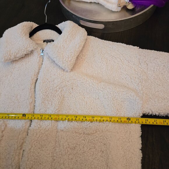 Wild Fable Cream Sherpa Zip-Up Jacket | XS/S Cozy Teddy Fleece Coat - Picture 11 of 14